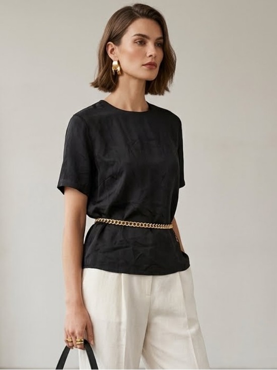 Anna And Frank Tops - Vintage Anna & Frank 100% Silk Black Blouse Top Classic Minimalist Medium Basics